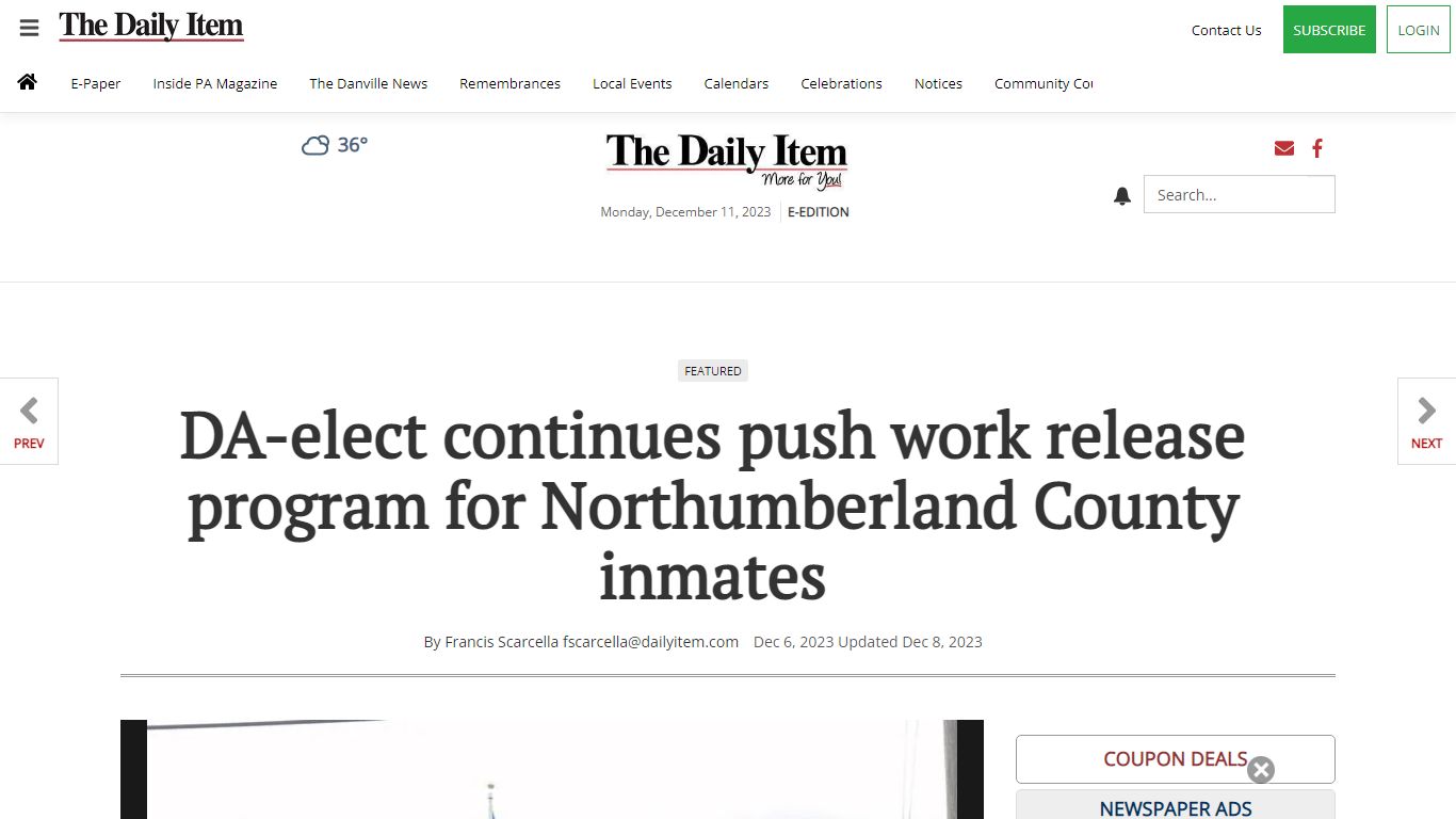 DA-elect continues push work release program for Northumberland County ...